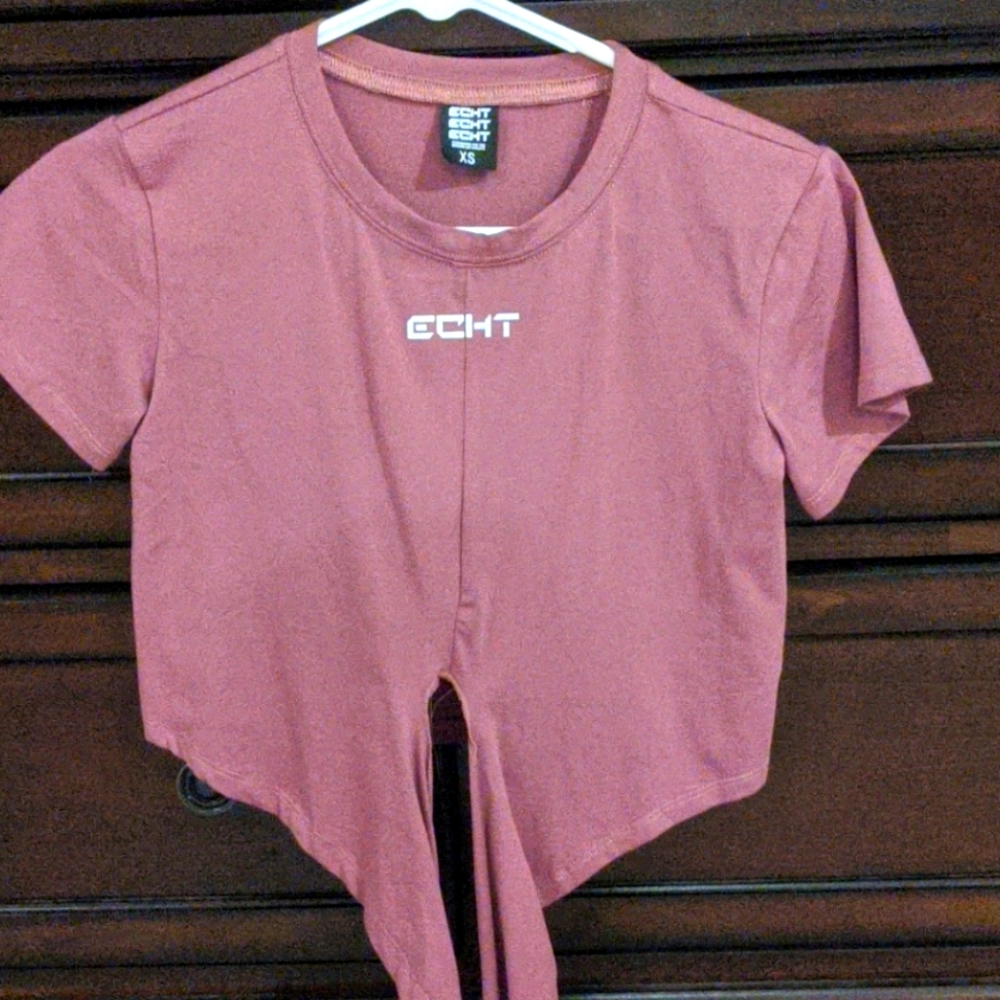 Echt tie front pink crop top